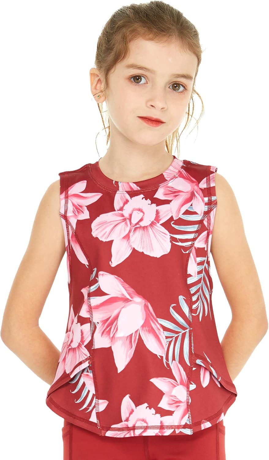 Girl's Hawaiian Athletic Sportswear Tank Top in Floral Patterns