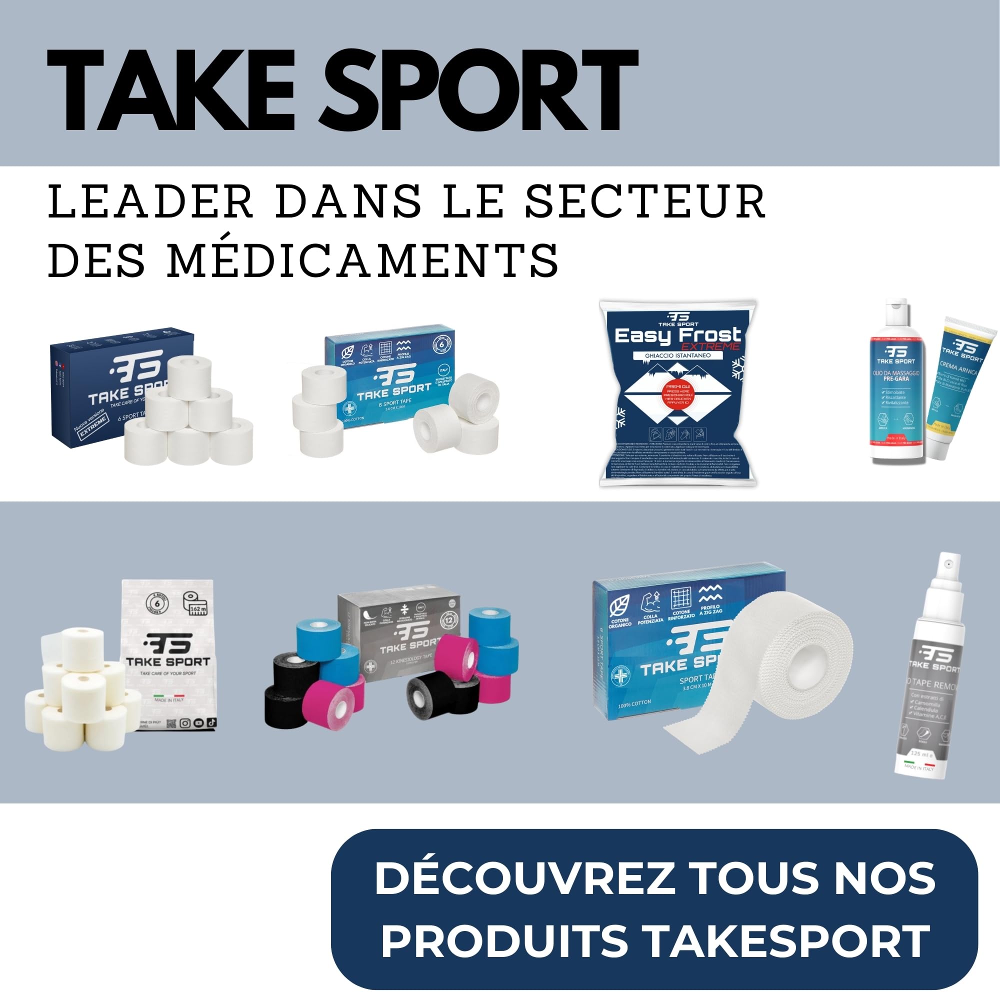 TS Take Sport® Pack de Froid Instantané Extreme 10 Pièces – Compresses Froides Jetables pour Athlètes Professionnels Sport Récupération Douleur Entorse Glace Carbonique Premiers Secours