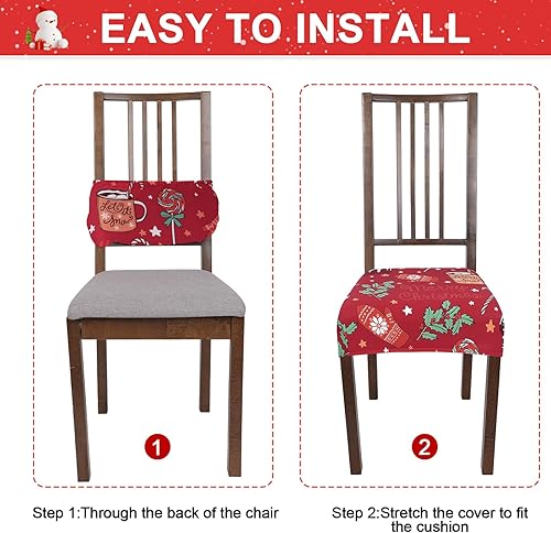 Miniatura 4 de NIBESSER Juego de 4 fundas de asiento para sillas de comedor, elásticas, suaves, extraíbles y lavables, para comedor, fundas de cojín de asiento