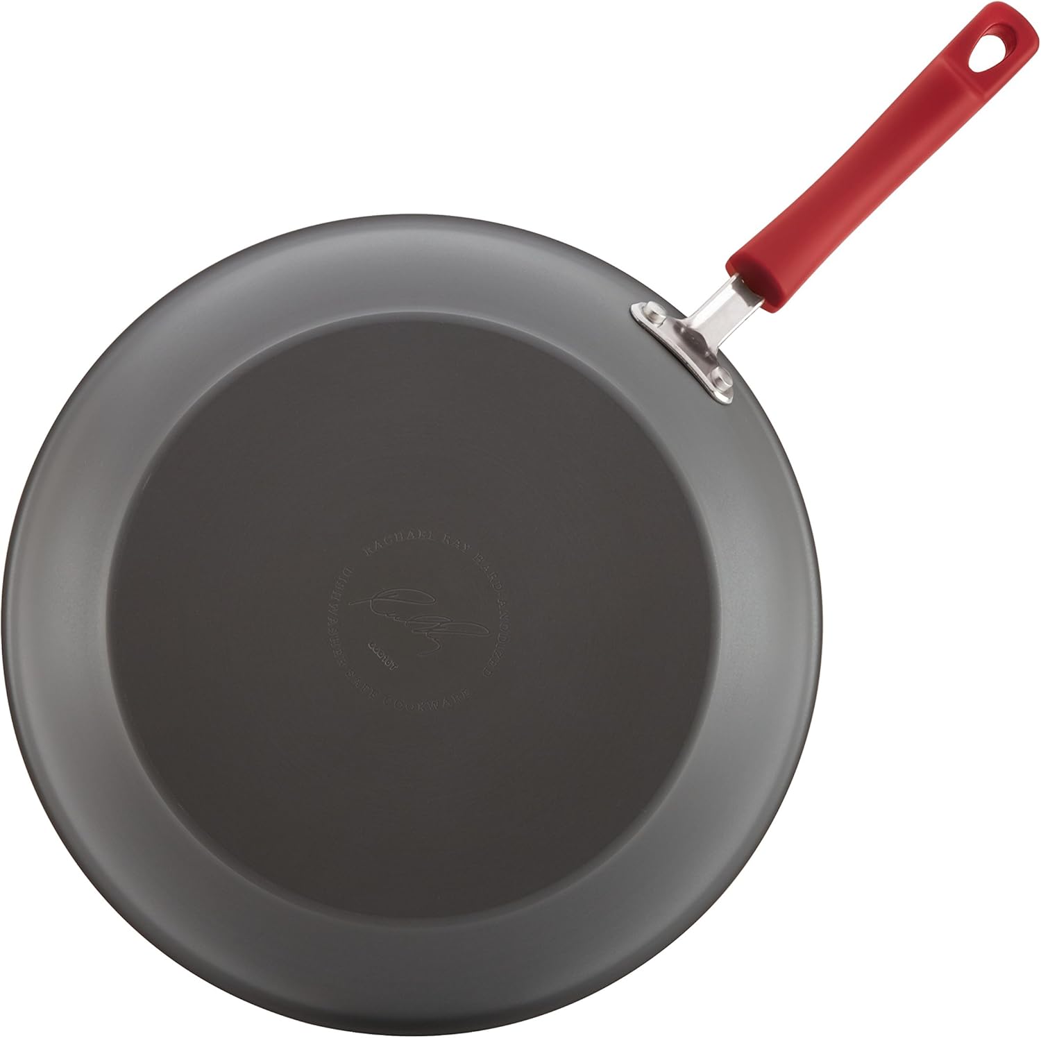 Rachael Ray - 87661 Rachael Ray Brights Hard Anodized Nonstick Cookware Pots and Pans Set, 12 Piece, Gray with Red Handles