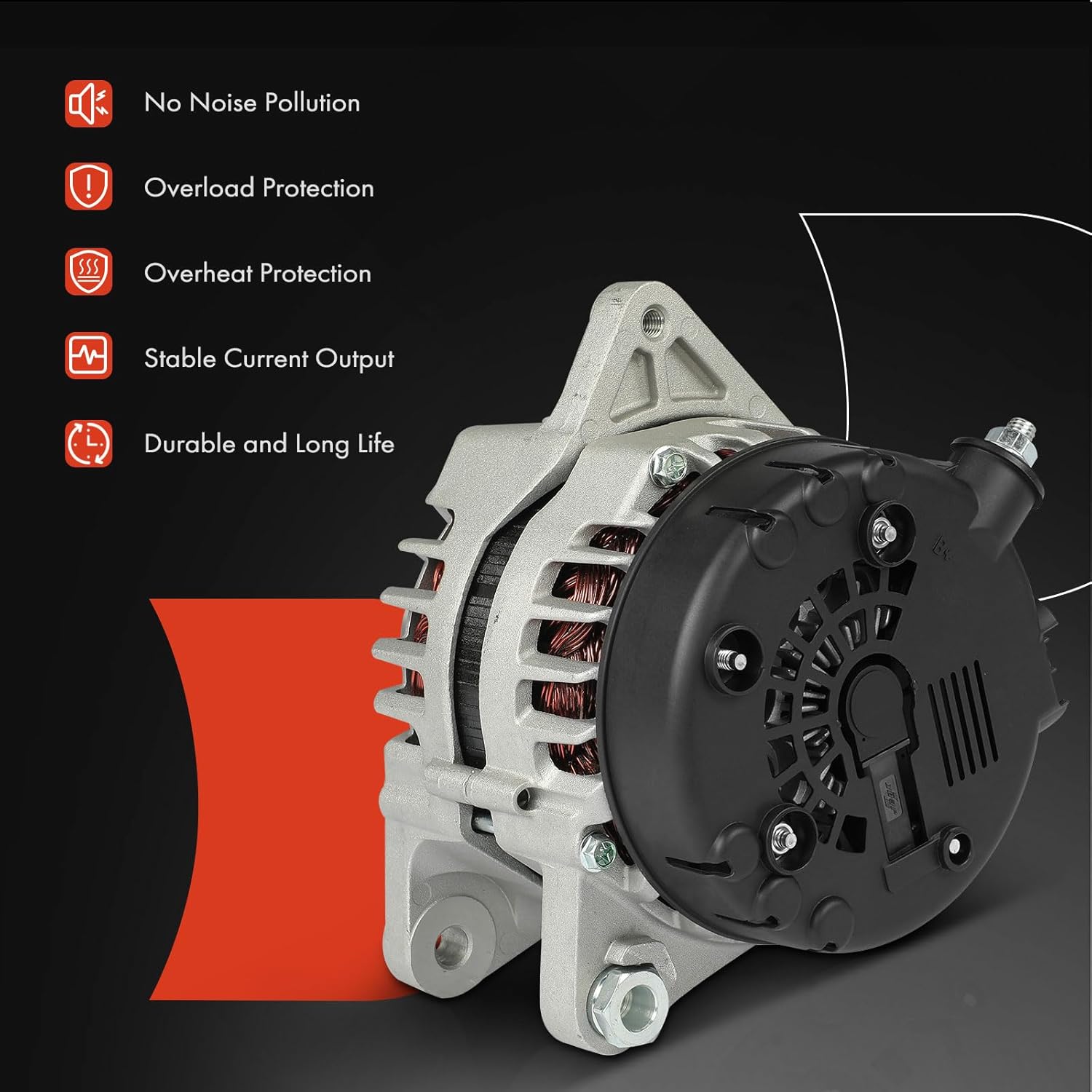 A-Premium Alternator Compatible with Hyundai Elantra 2014 2015 2016 1.8L, 12V 150A 6-Groove Clutch Pulley Clockwise, Replace# 37300-2E800, 2619086