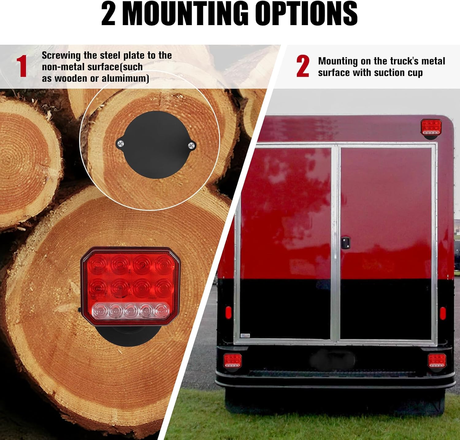 Wireless Trailer Lights, 4-in-1 LED Tail Lights with Emergency Strobe - Brake/Turn/Reverse, Magnetic & Suction Cup Mount for Trailers, Trucks, RVs, Boats