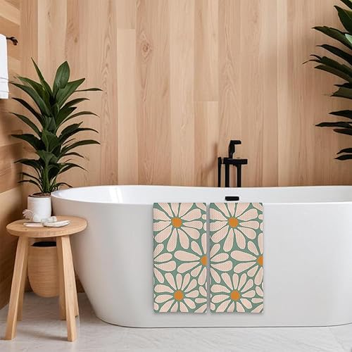 Miniatura 6 de Juego de 2 toallas de mano bohemias con diseño de margaritas y margaritas, juego de 2 toallas de baño absorbentes florales para cocina, cocina,