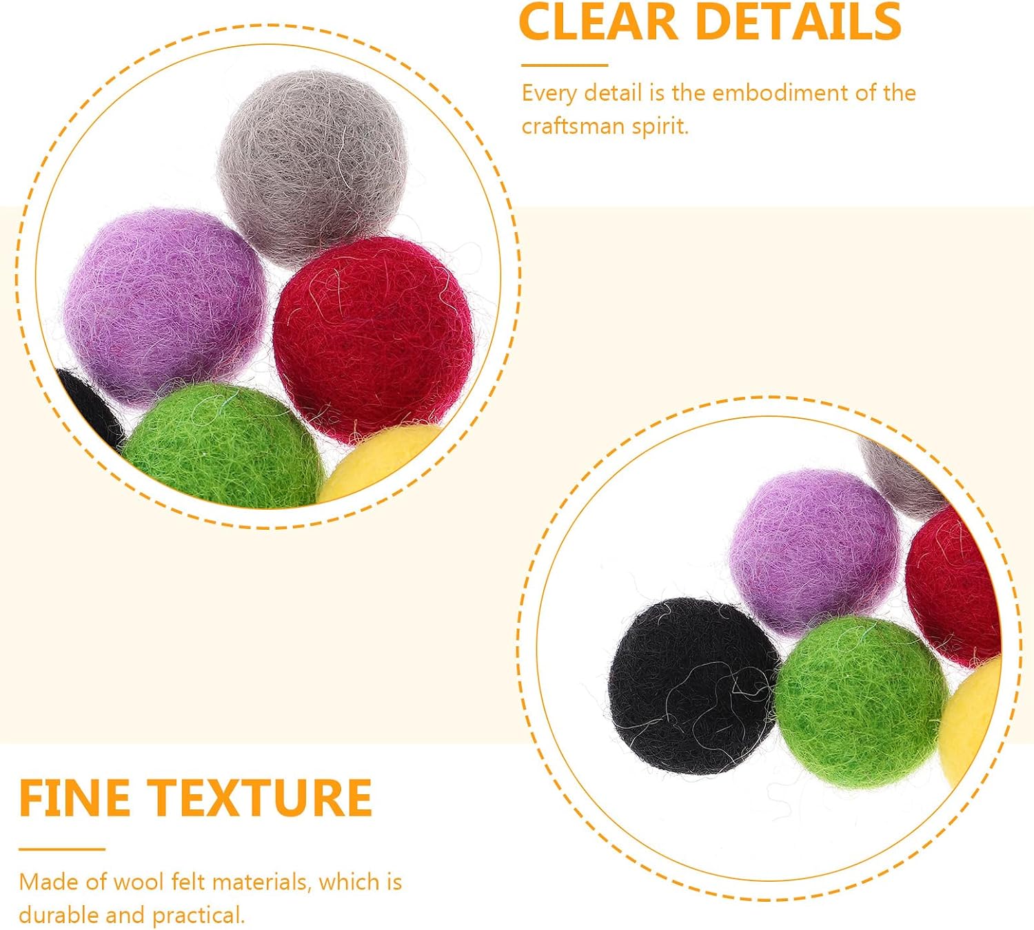 100pcs 2 cm Wool Ball Wool Felt Balls Garland Felt Pompom Decorative Handmade Charms pom pom Pendant Nativity Crafts for Kids Hair Child Nepal