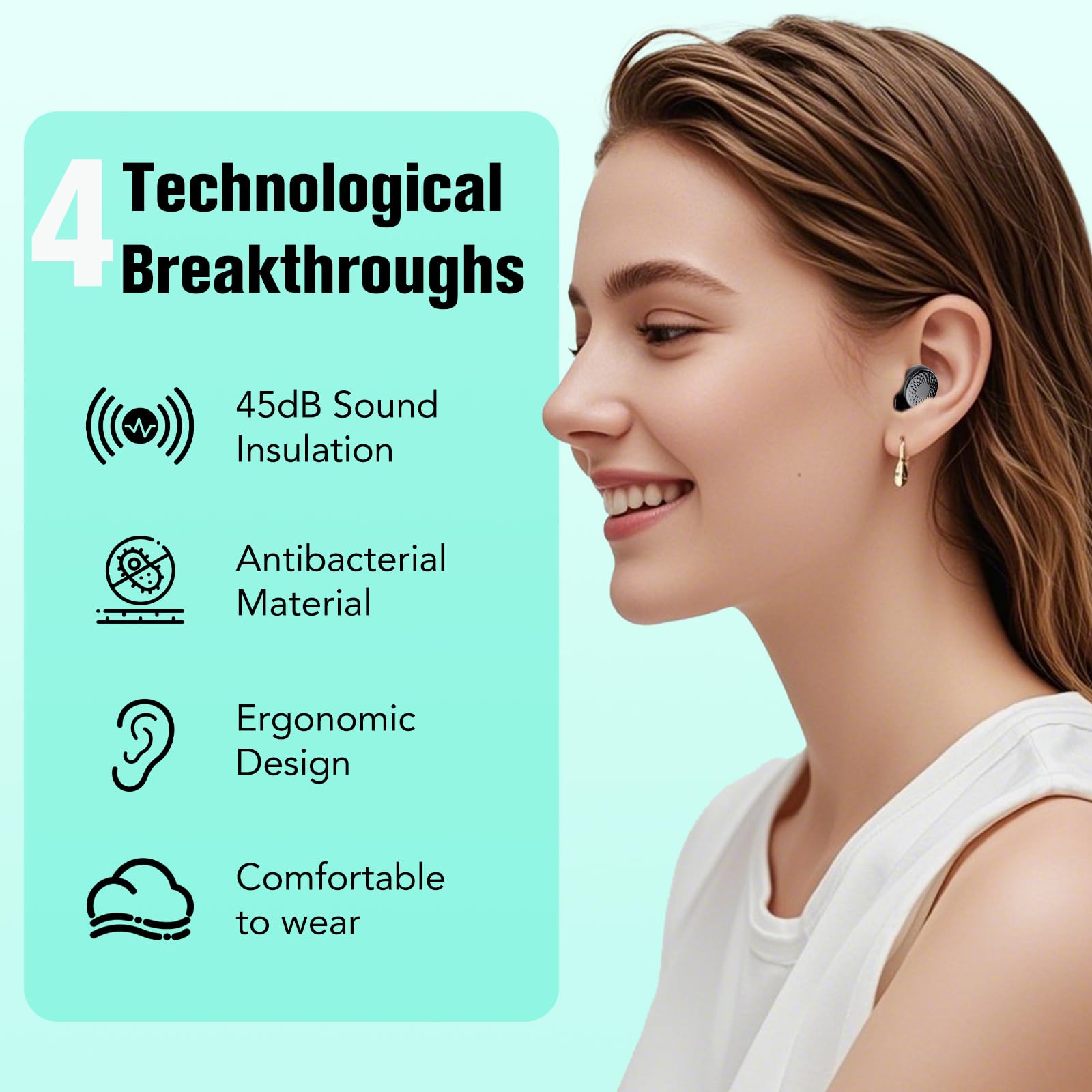 2025 nuevos tapones para los oídos para dormir, tapones para los oídos con cancelación de ruido de 45 dB, 0 sensación de presión, suaves y reutilizables, protección auditiva para dormir, buenos para