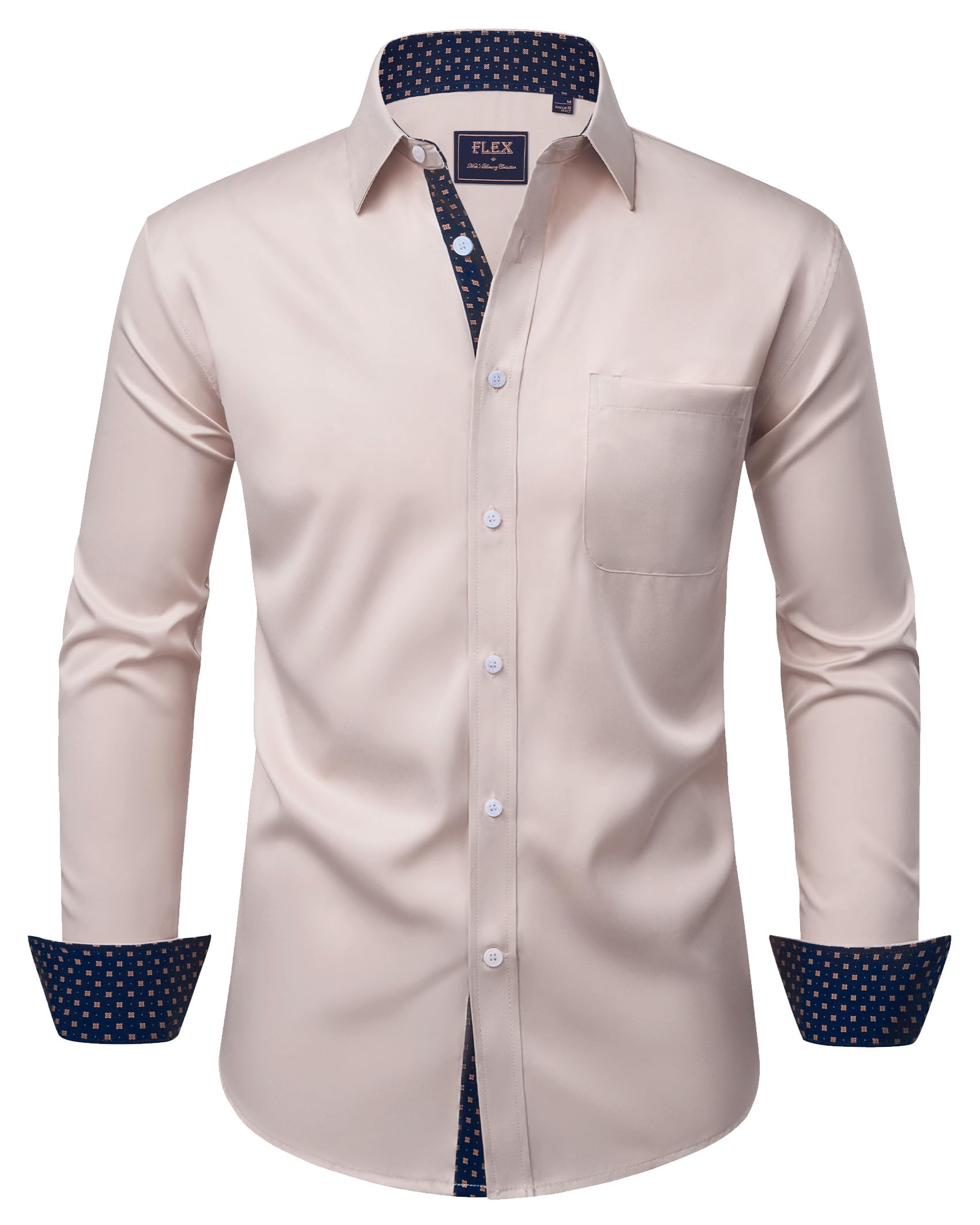 Alimens & Gentle Men's Dress Shirts Long Sleeve Wrinkle-Resistant Casual Button Down Shirt