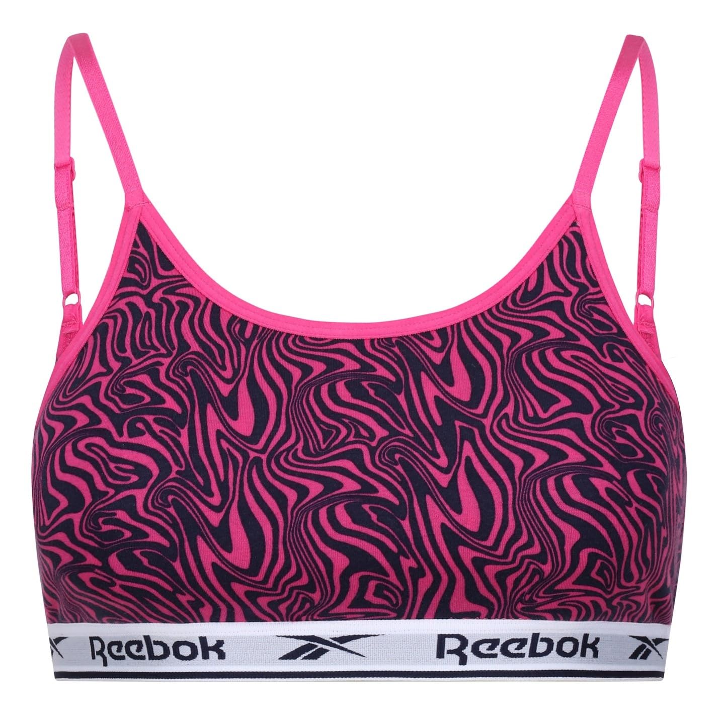 Reebok Womens Berry Bra Top Cotton Jersey Bralet Pink/Vector Navy M-L