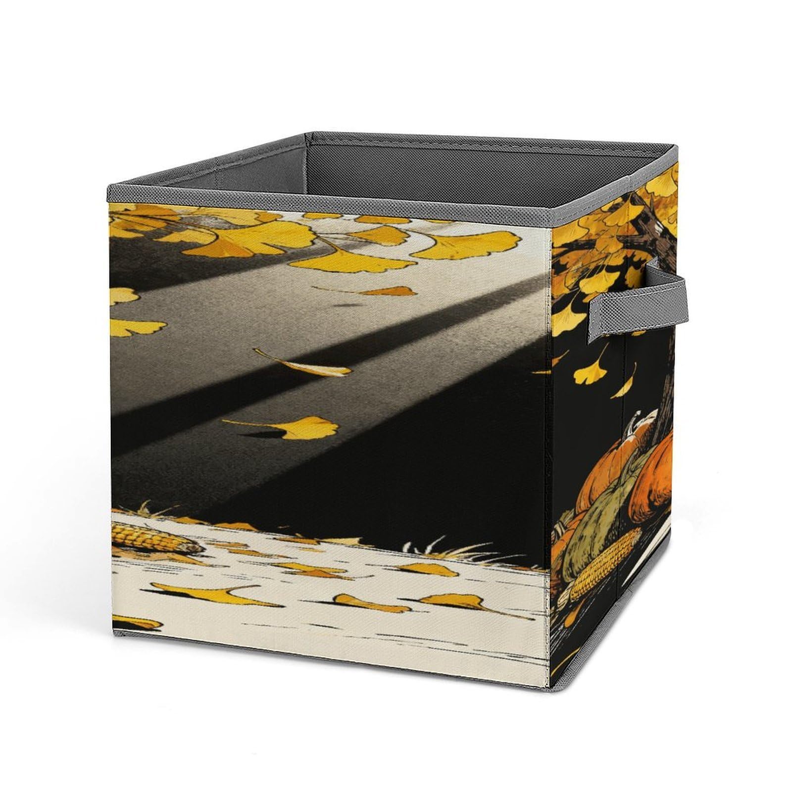 VstaDank Autumn Storage Bin Collapsible Storage Cubes Organizer Oxford Cloth Storage Box with Dual Handles Large Stackable Closet Storage Bins for Sheets Hat Sweater