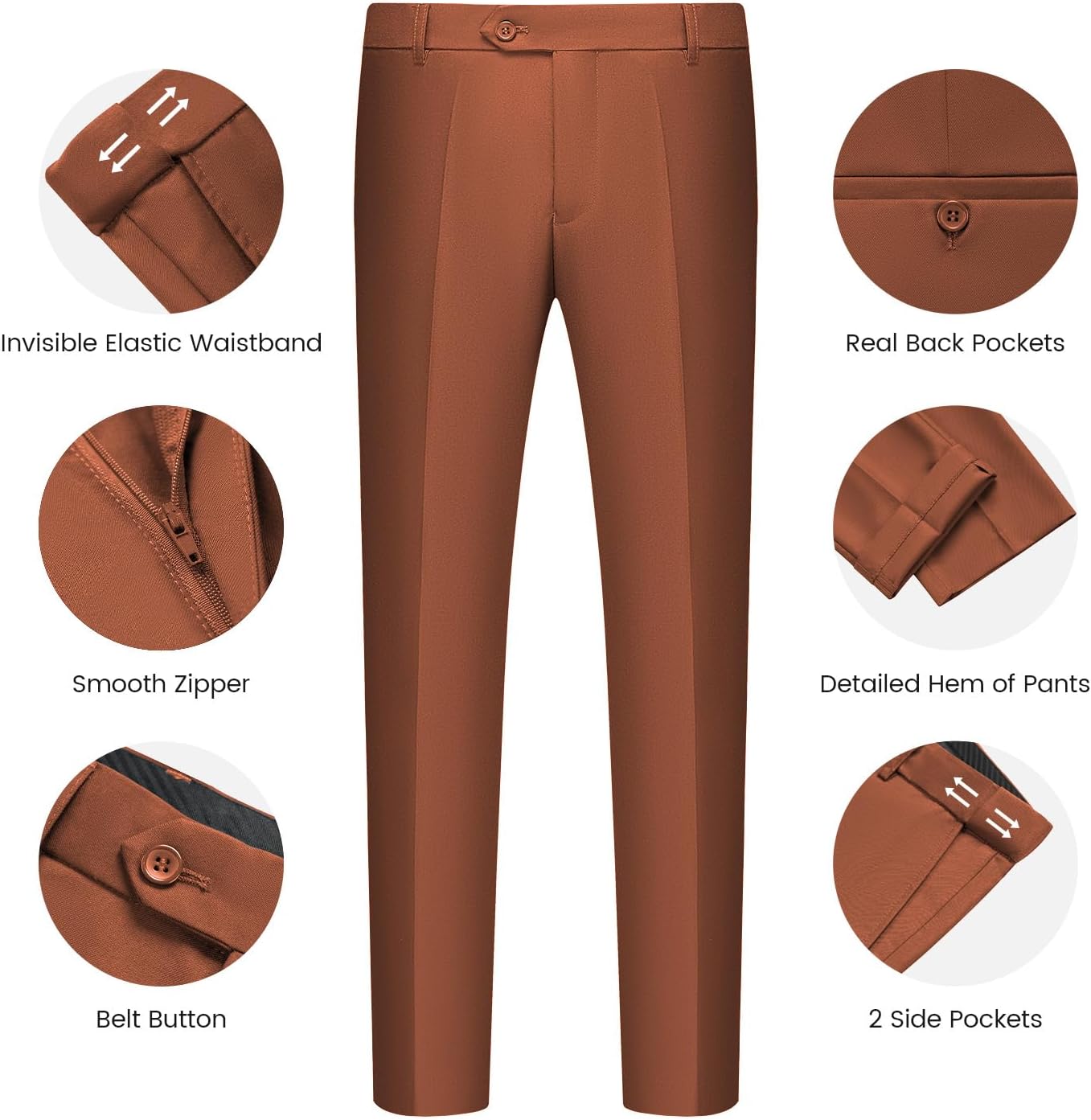 WULFUL Men’s Slim Fit Suit One Button 3-Piece Blazer Dress Business Wedding... - Picture 123 of 257