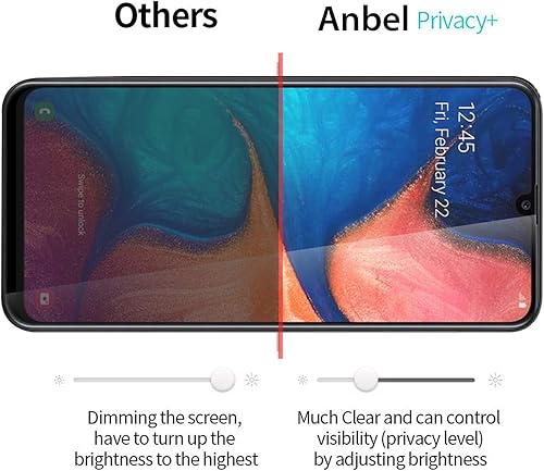 Miniatura 6 de Anbzsign - Protector de pantalla de privacidad para Samsung Galaxy A20, cobertura completa, antiespía, privacidad 9H, dureza 9H, vidrio templado
