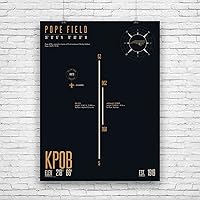 Vista 1 de Pope Air Force Base (KPOB) - Military Runway Print - Military Base Runway - Airfield Map Art - US Air Force Base Art - US Air Force Base Runway Map