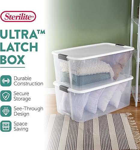 Miniatura 3 de Sterilite contenedor apilable de plástico transparente, 116cuartos de galón de capacidad, tapa de cierre, paquete de 16unidades