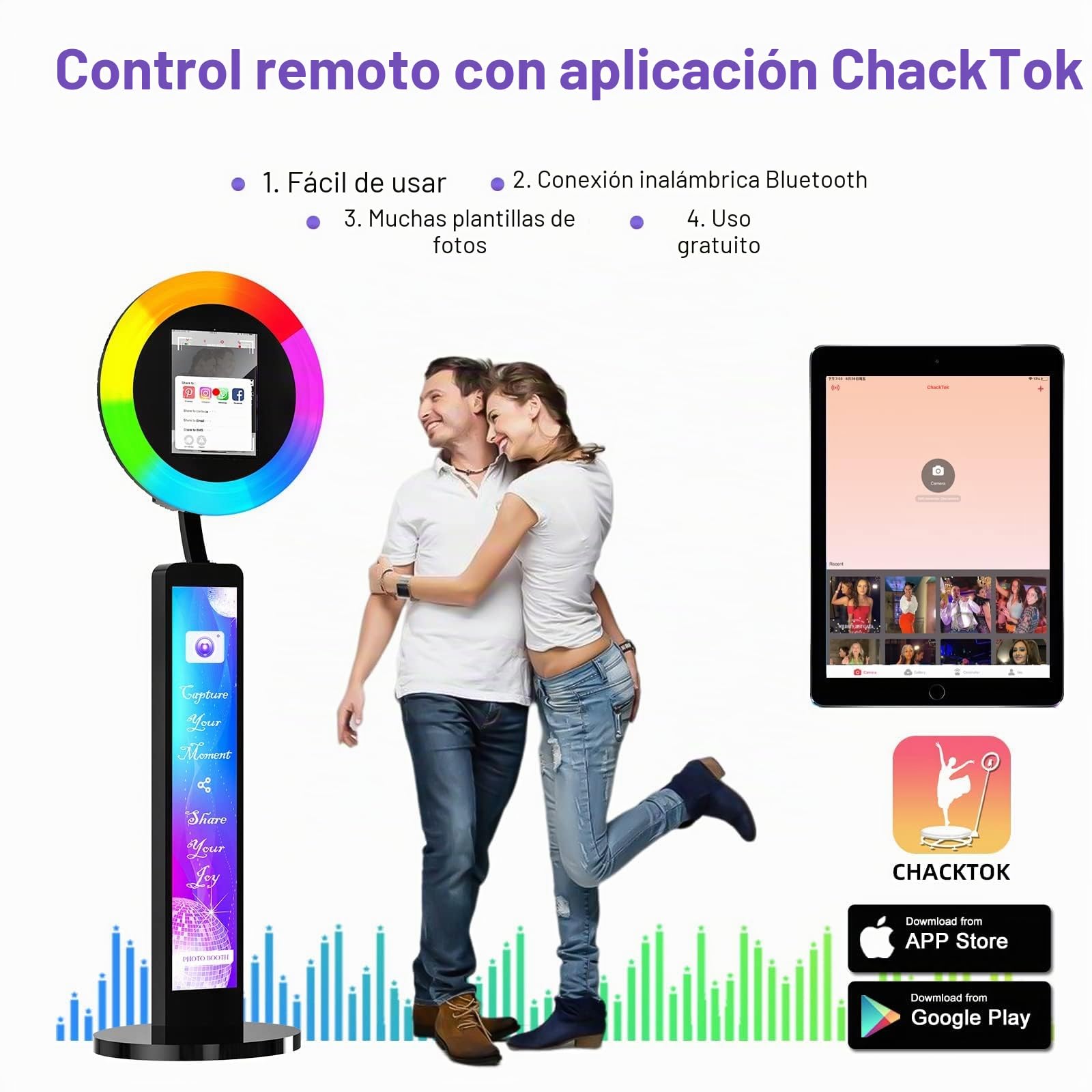 MWE Photo Booth con Flightcase, Personalización del Logotipo, Software de Soporte y Control Remoto, Ideal para Fiestas, Bodas y Alquileres, Youtube, Video, Tiktok Live (Caja de Luz, Negro)
