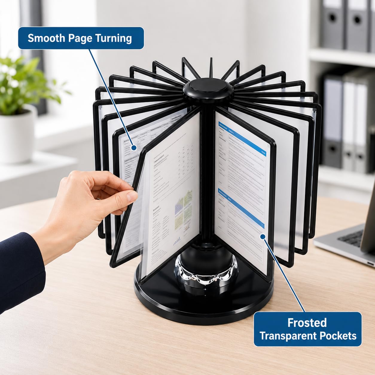 Obrotowy stojak na katalog, 20 dwustronnych paneli, 40 stron