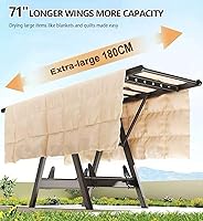 Vista 2 de Tendedero plegable de alta resistencia para ropa 71 pulgadas extra grande, soporte para secadora de ropa de metal extra grueso con ruedas, diseño