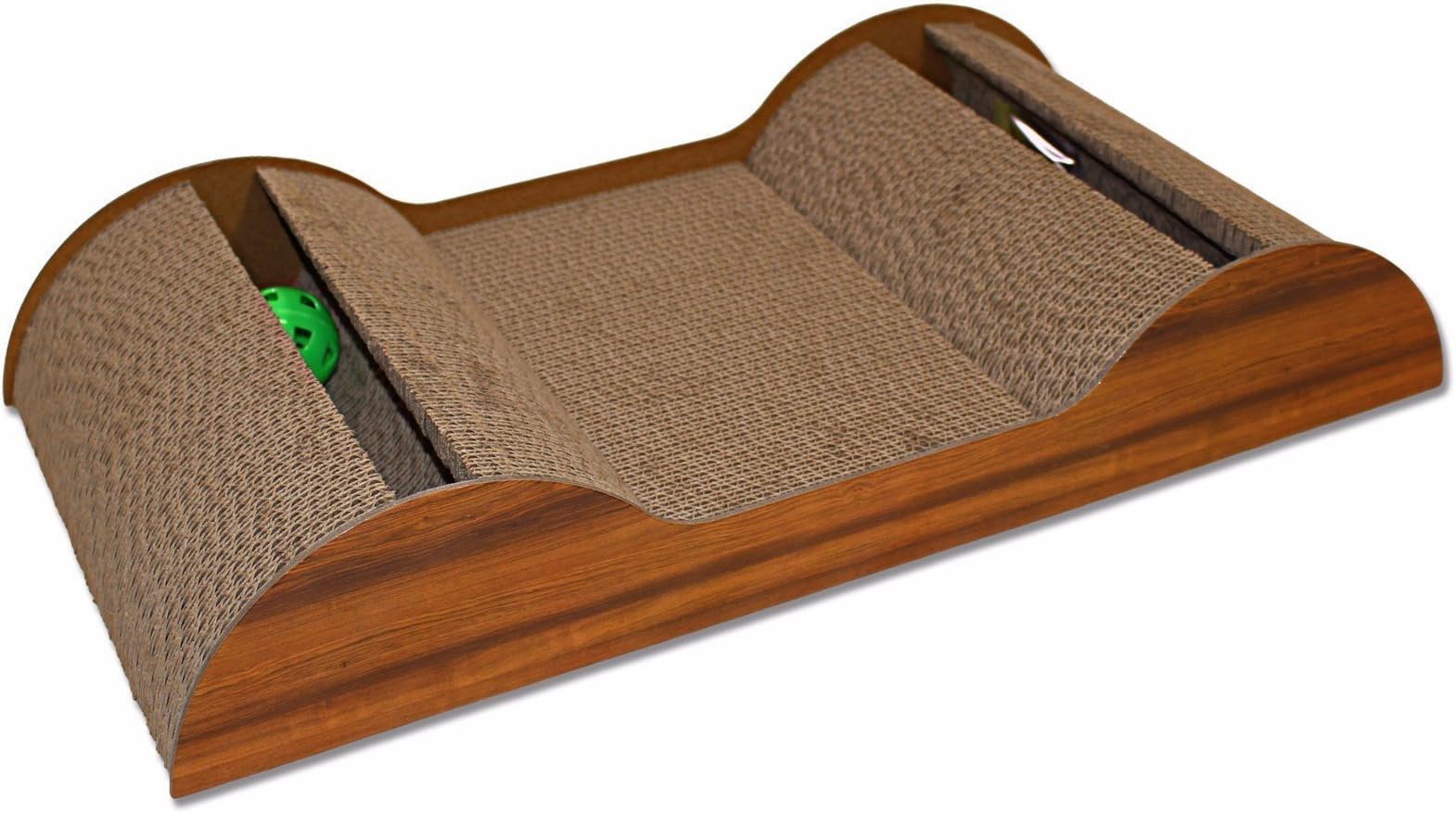 Hiding Pet Cat Scratch and Slide Wave Scratcher for Cats/Kittens, 23" L x 12" W x 4" H, Brown