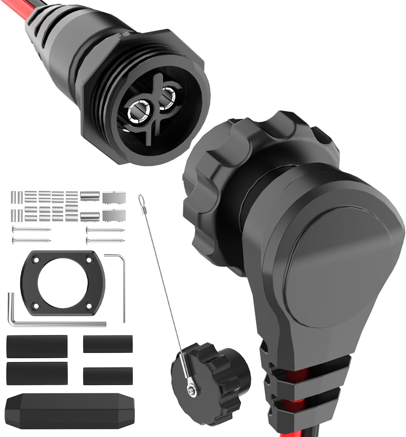 1865120 MKR-28 Trolling Motor Plug and Receptacle Compatible With Minn Kota Freshwater and Saltwater Trolling Motors 12V/24V/36V/48V Male Female Trolling Motor Connector Watertight Quick Connect