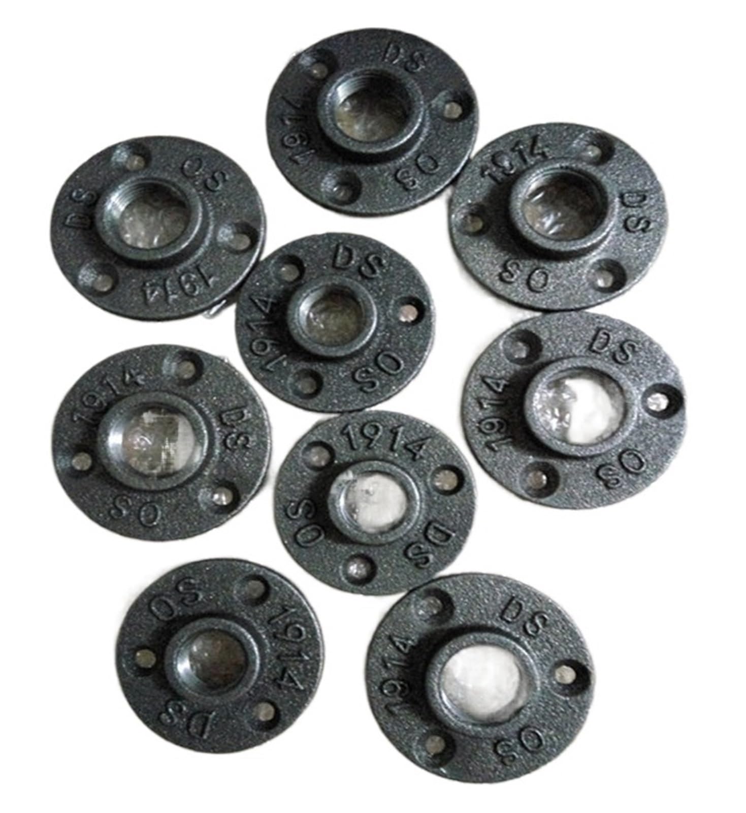 Ozliyy Dn15 6Pcs Iron Pipe Fittings Wall Mount Floor Antique Dn20 Flange Piece Hardware Tool Cast Flanges(Dn15)