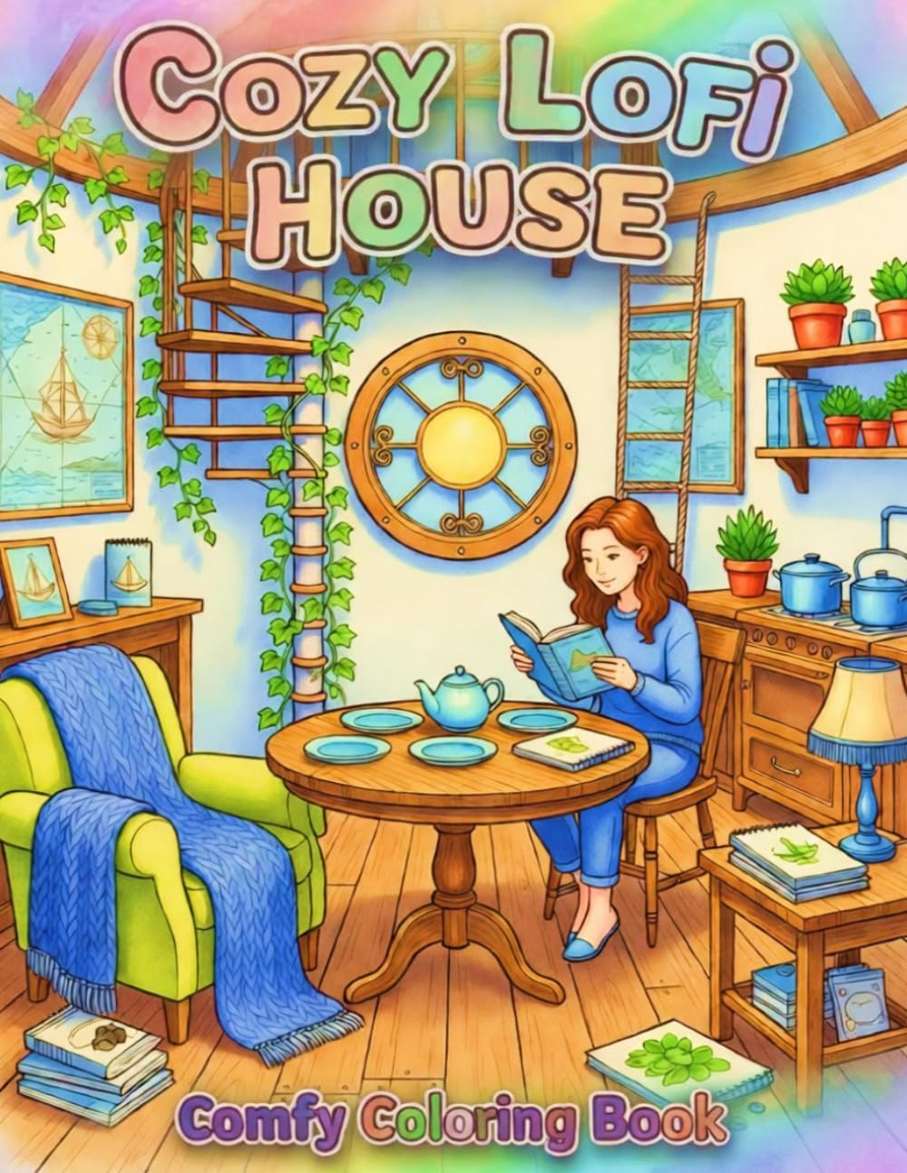 Cozy Lofi House Coloring Book: A Relaxing Collection of Cozy Rooms to Unwind and Destress