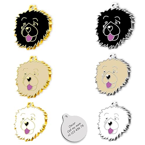 Chow Chow 24K Gold Plated - Silver Plated Dog Personalized Dog Tag - Chow Chow Name Tag - Customized Pet Tags - Dog Name id Tag for Dog- Engraved