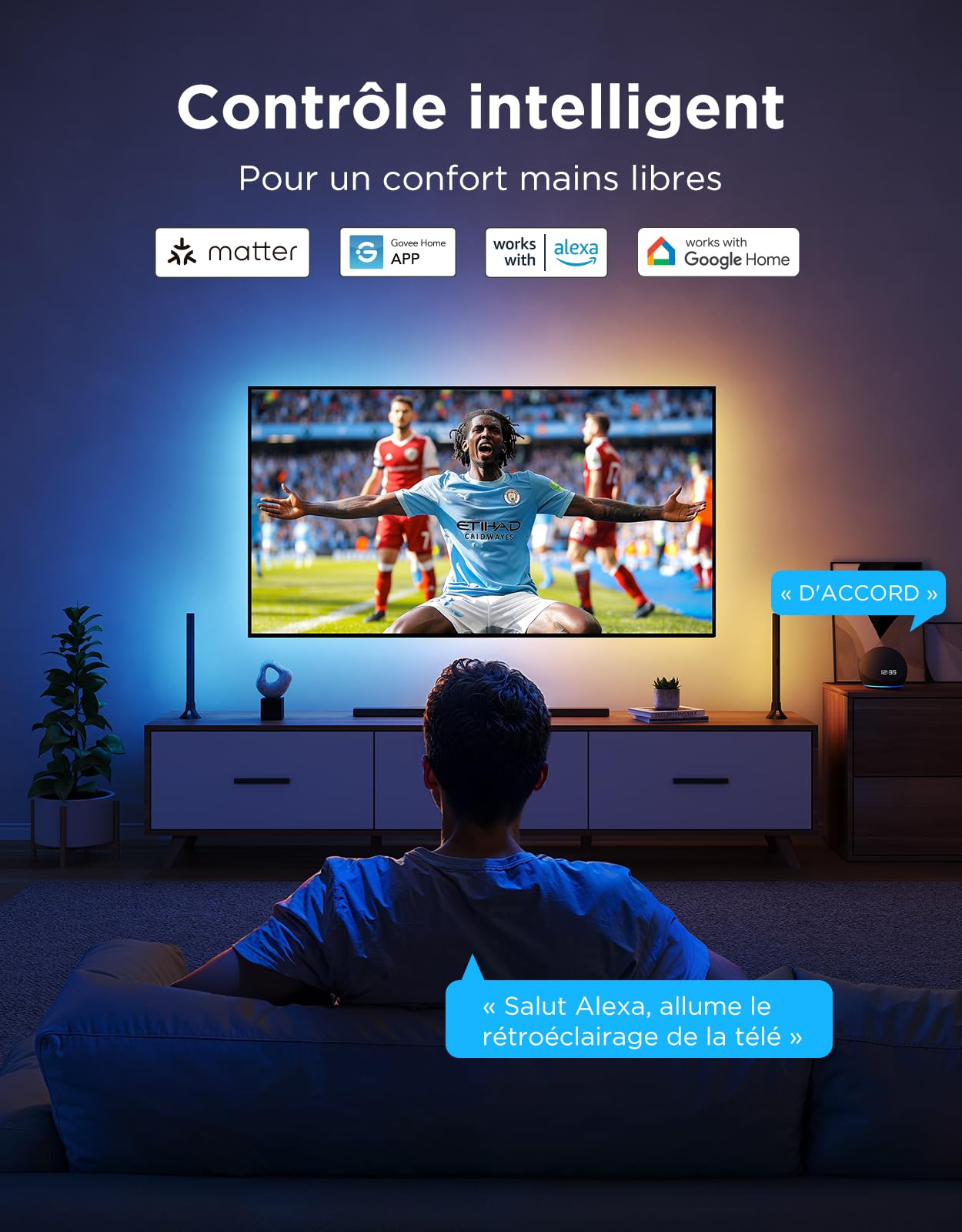 Govee Podświetlenie LED TV 2 Przycinalne do telewizorów 32-70 cali, paski RGBWIC 4,4m. Ponad 210 scen, kompatybilne z Matter, synchronizacja muzyki, sterowanie aplikacją, Alexa. Łatwa instalacja DIY
