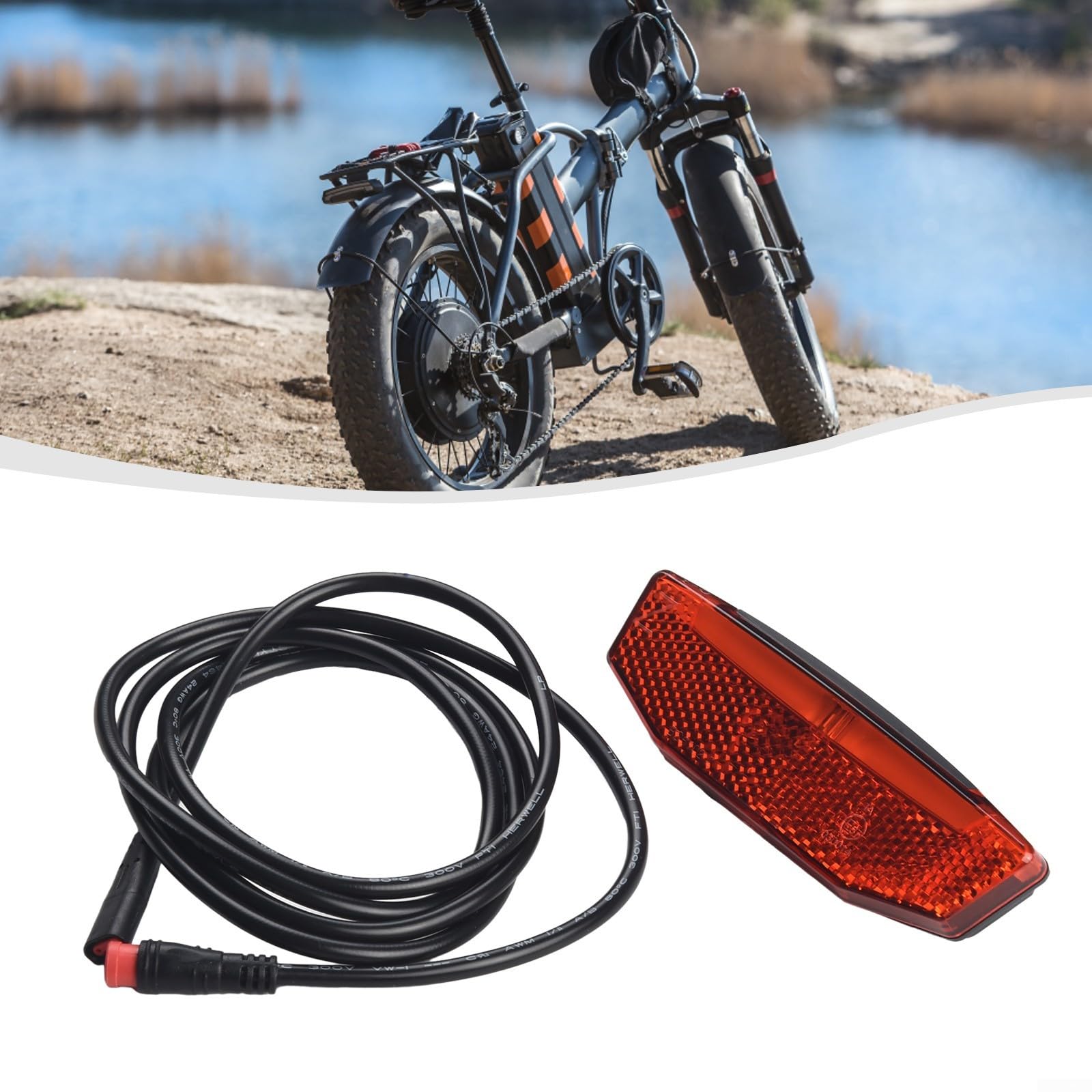 E-For - Fanale posteriore a LED per bicicletta, 36 V, 48 V, per scooter, 7 LED di sicurezza con cavo da 120 cm, alloggiamento in ABS, connettore SM compatibile