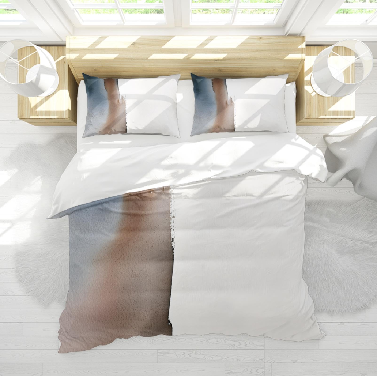 Housse de couette mid-century abstrait 220x240cm nordique minimaliste