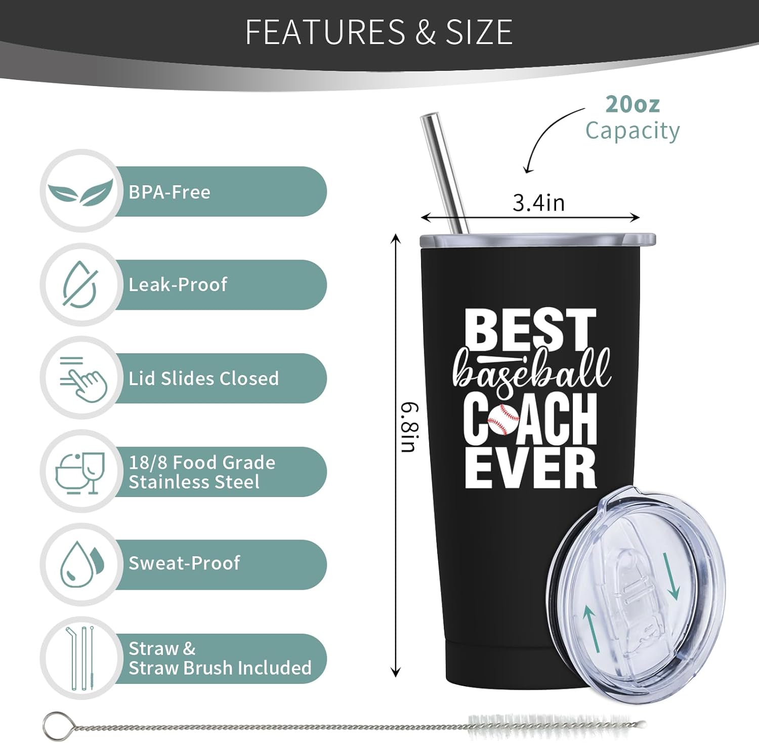 Baseball Coach Gifts for Men Women, Baseball Coach Appreciation Gifts, Best Gift for Baseballs Coaches, Baseballs Coaches Gift Ideas-20 oz Coffee Tumbler - Image 3