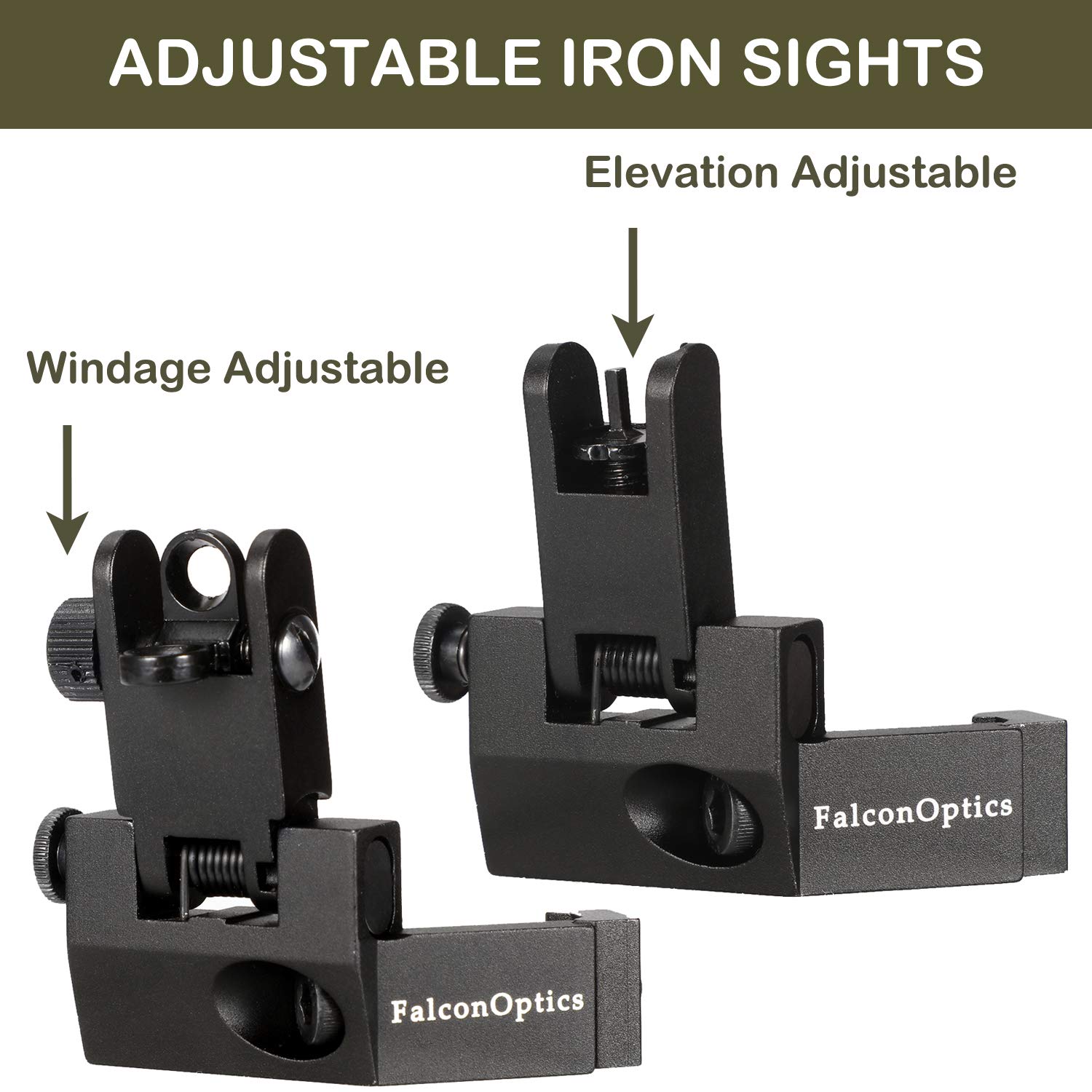 FalconOptics 45 Degree Iron Sights Offset Flip Up Rear Sight and Front