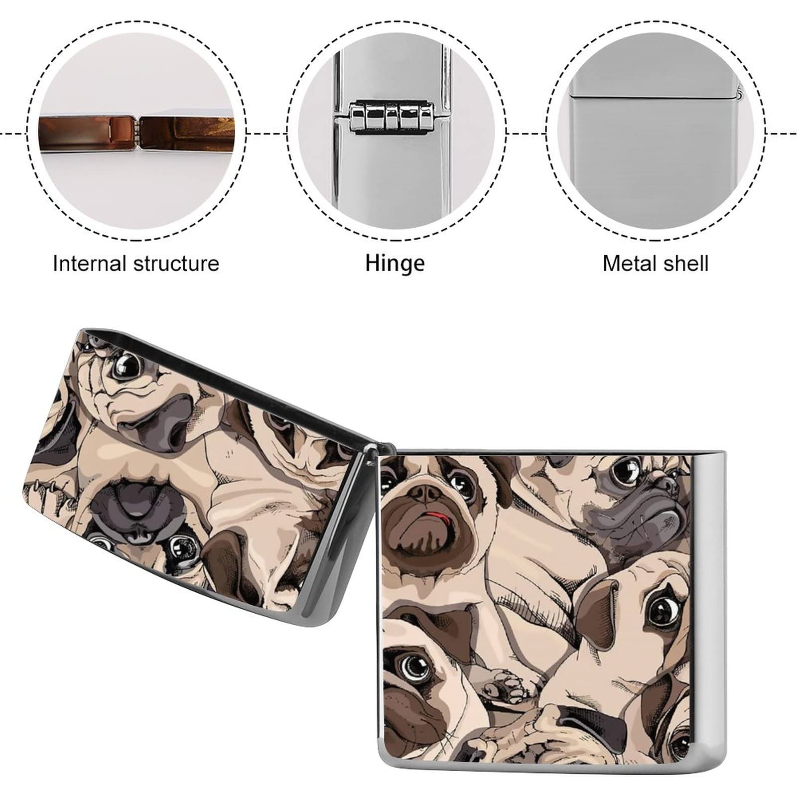 Amazon.co.jp: ZIPPO兼用ケース 可愛い パグ 犬柄 ジッポライター兼用 