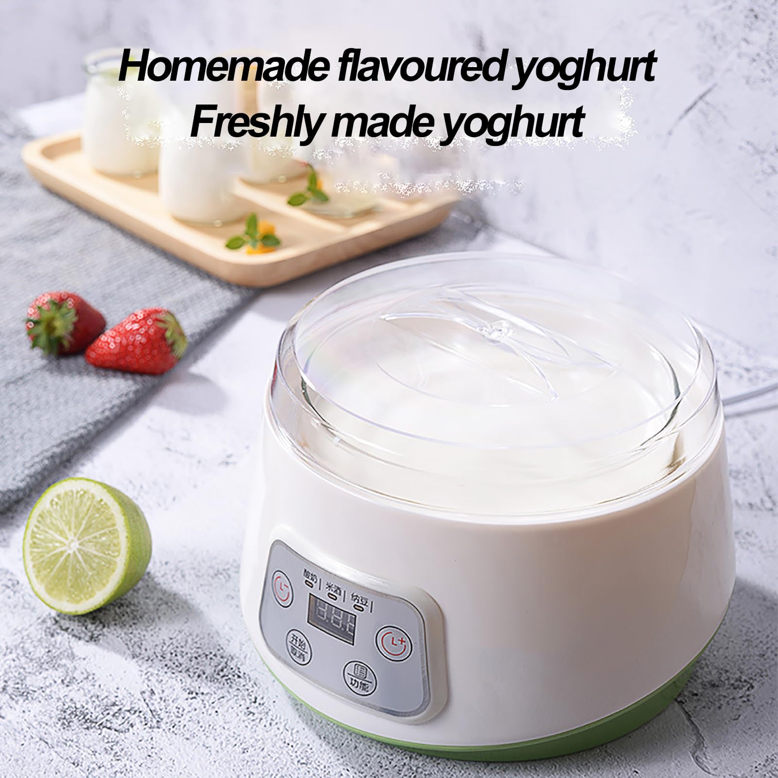 Ekspres do jogurtu – mini kompaktowy fermentowany jogurt ze szklanymi pojemnikami na jogurt, jogurt grecki, ser i natto