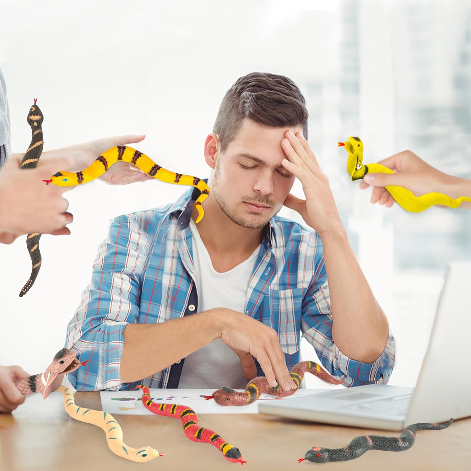 5PCS Realistic Rubber Snake,Soft and Stretchy Snake Toys for Kids,Fidget Toys for Adults,Squeeze Toys,Stretch Toys,Fake Snake Toys, Decoration Party Favors Prank Props Toys