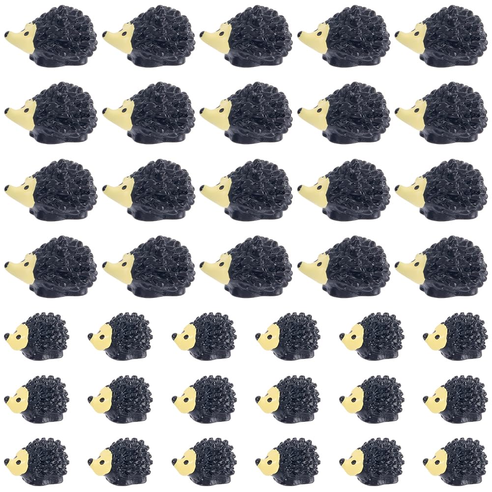 SOFPLATE 40Pcs 2 Styles Tiny Hedgehog Figurines Mini Resin Animals Hedgehog Black Small Miniature Fairy Garden Decorative Statue Figures Ornaments for Garden Landscape Dollhouse Props Desk DIY Decor