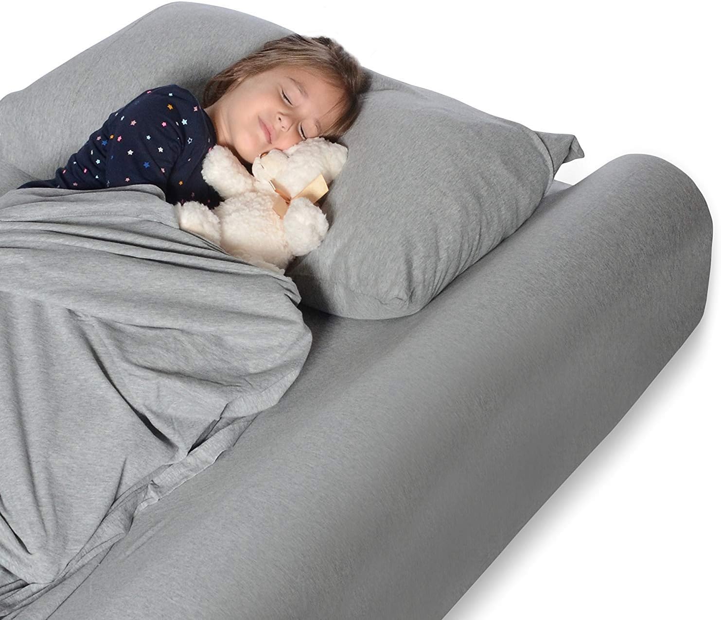 METRON Toddler Bed Bumper | Soft Foam Bed Rail for Baby Safety | 1-Piece Side Pillow Guard for Kids and Toddlers | Bed Safety Guard Rail for Infants, Children, and Active Sleepers
