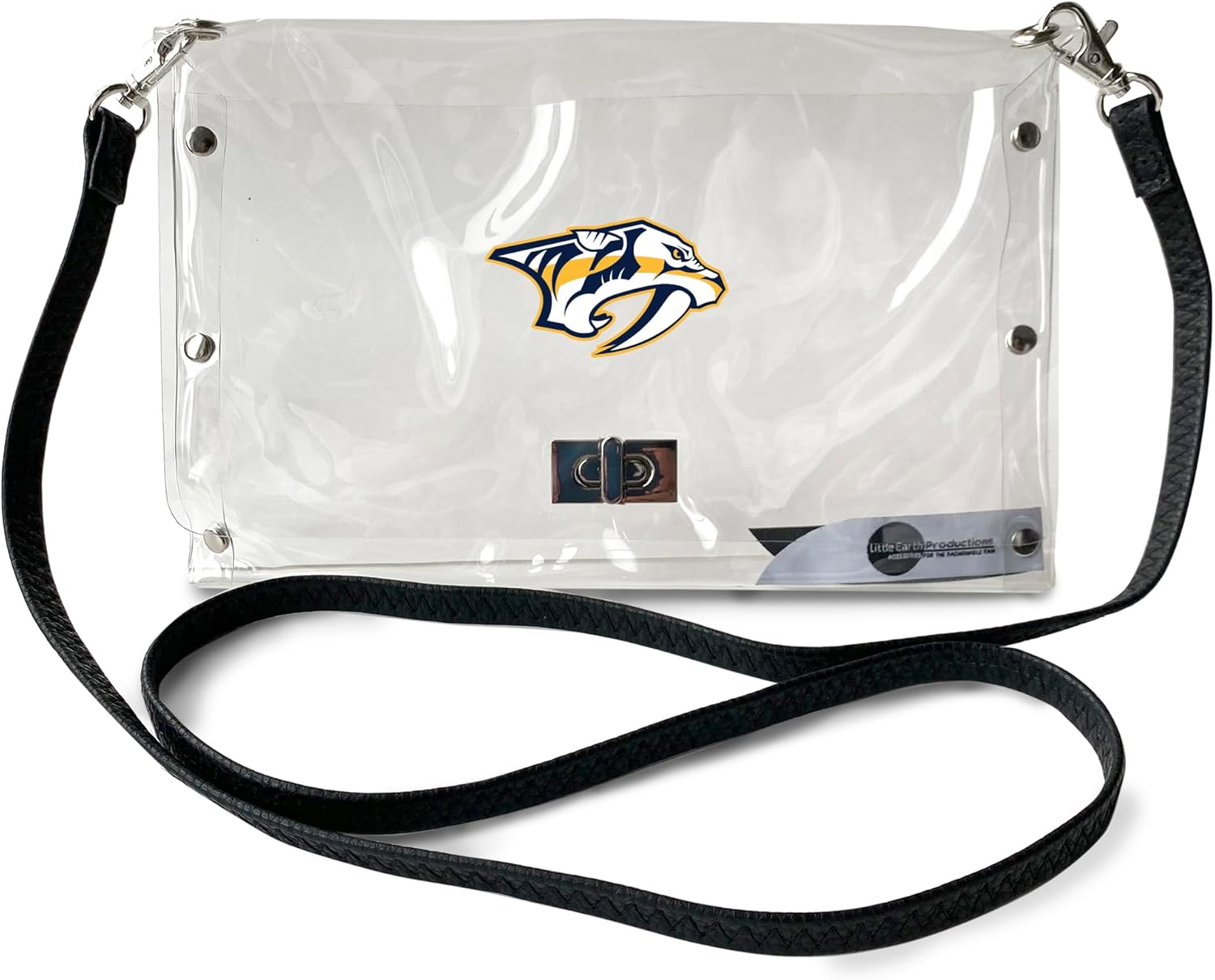 Littlearth NHL Colorado Avalanche Clear Envelope Purse with Black Fashion Strap, Team Color, 10" x 6.5" x 0.5"