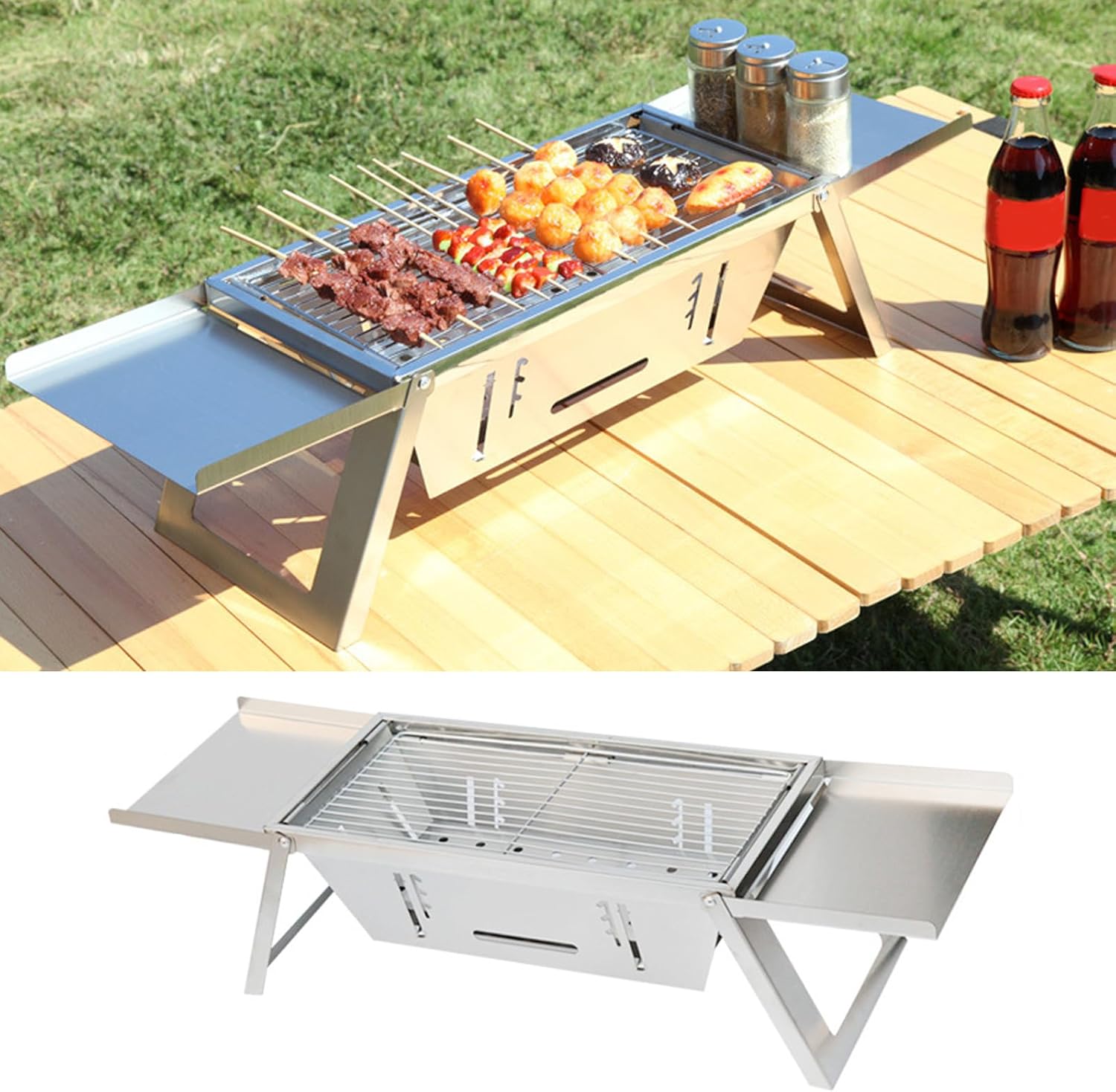 Portable Folding BBQ Stove Outdoor Camping Detachable Home Charcoal Firewood Stove for Hiking