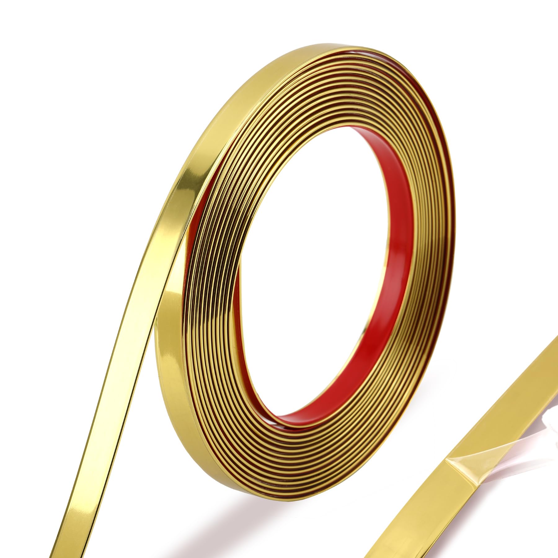 Trimold Glossy Gold Molding Trim Peel and Stick, Flexible Mirror Border Design, Wall Ceiling Floor Cabinet Tile Edge Moulding, 5m x 0.66cm