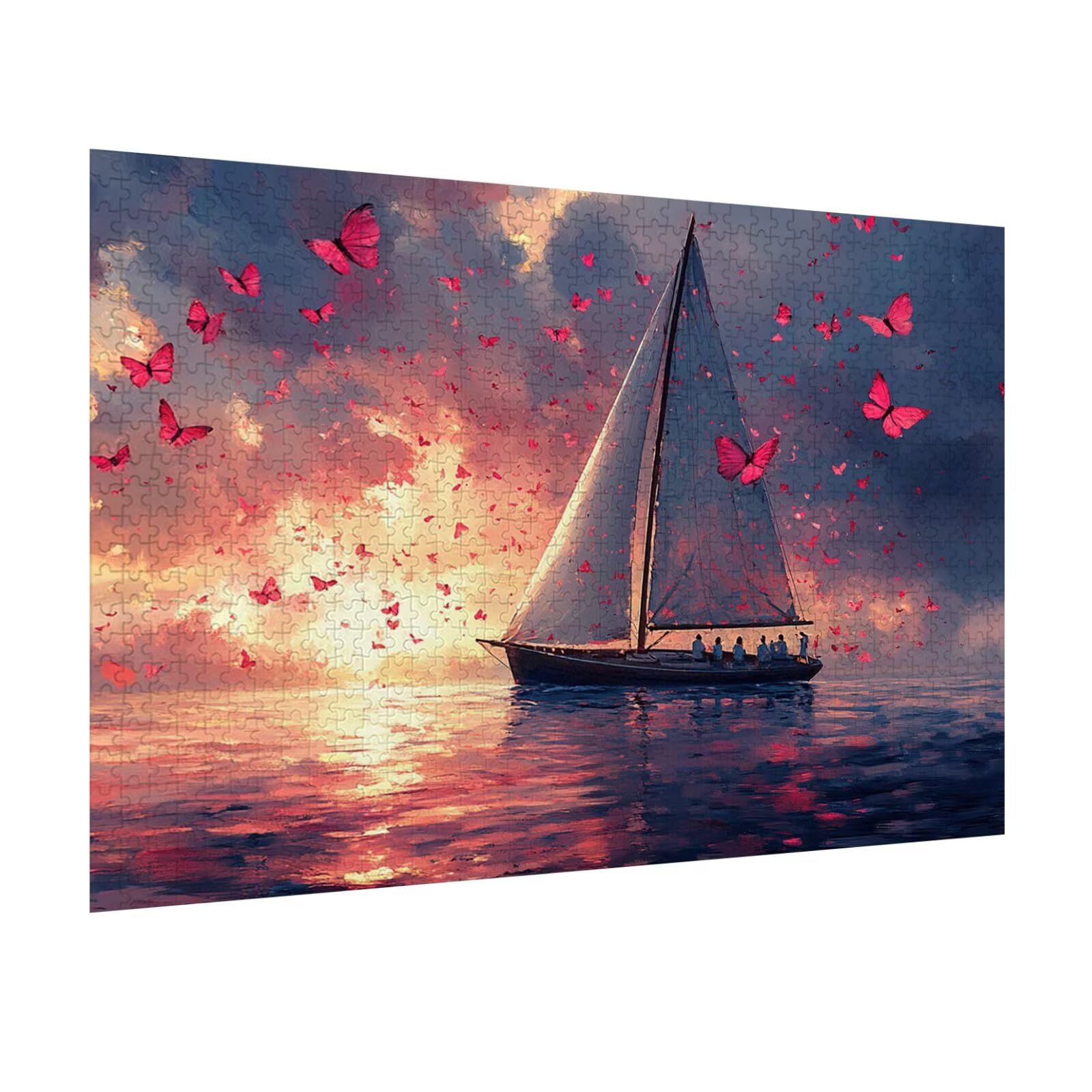 Puzzle 1500 Teile für Erwachsene, 3D Puzzle Segelboot Holzpuzzles, n-168 | Puzzlematte Schmetterling, Heimunterhaltung, Entspannung Meditationspuzzle, Impossible Klassische Jigsaw Puzzles, Home Decor