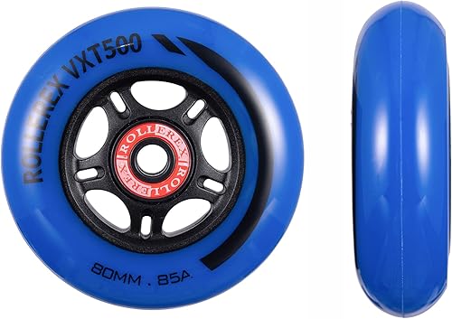 VXT500 RipStikRuedas de patinaje en línea (paquete de 2 con rodamientos, espaciadores y arandelas) (uso en cuchillas de rodillos de hockey), se