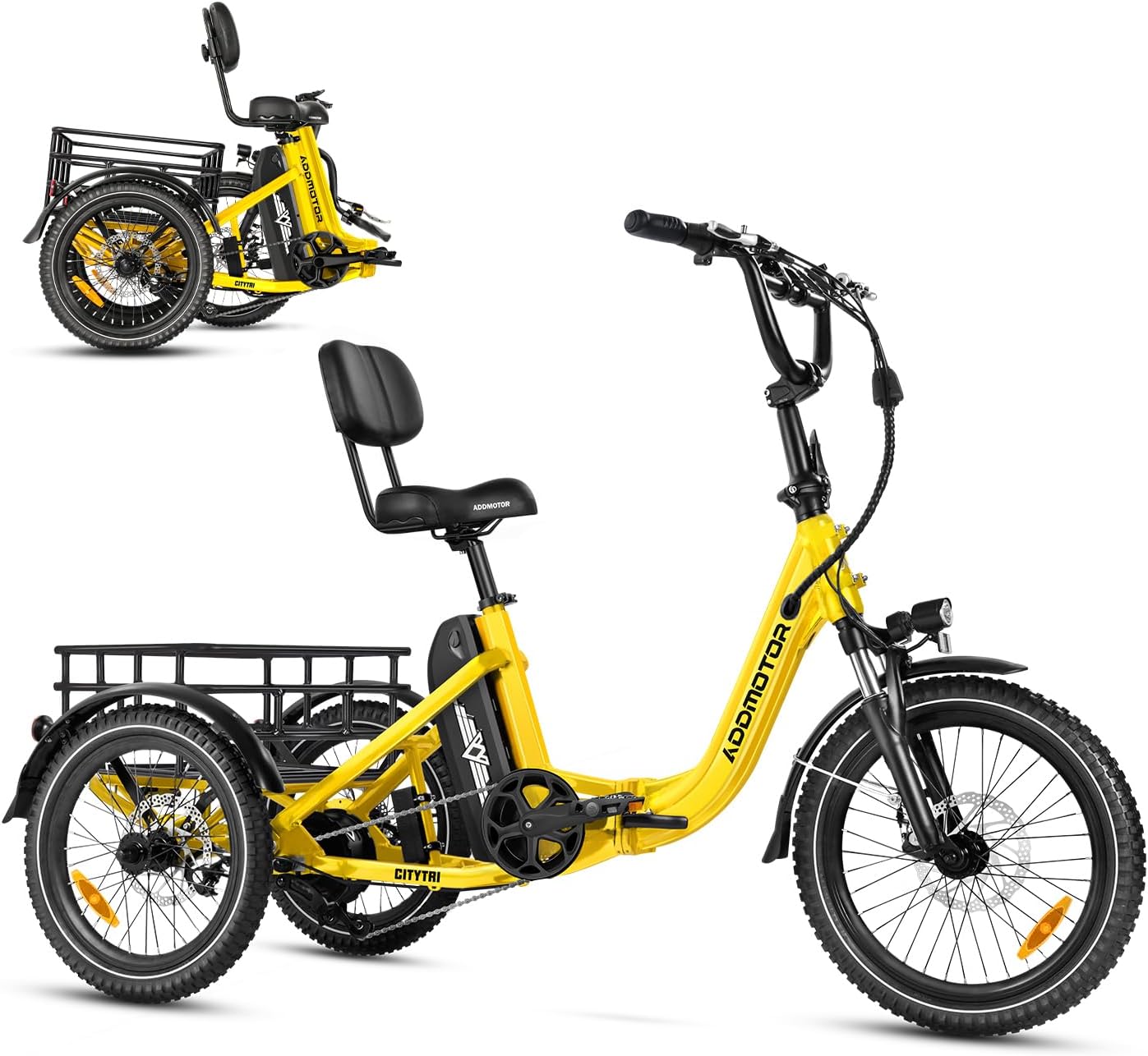 ADDMOTOR CITYTRI E-310 Electric Trike for Adults, 750W 90MI 20AH UL2849 Etrike, Folding Electric Trike, 48V 3-Wheel Electric Bike for Seniors, 280+80lbs, Parking Brake, Rear Motor Differential