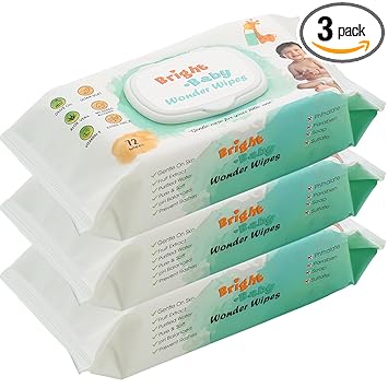 Bright Baby Wonder Wipes | Paraben & Sulfate Free Gentle Soft Baby Wipes With Olive oil, Aloe Vera & Vitamin E Extract | 72 Wipes (Pack of 3)