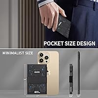 Vista 89 de Cartera delgada de aluminio para hombre, placa trasera expandible duradera, bloqueo RFID, billetera desplegable de metal minimalista, con capacidad