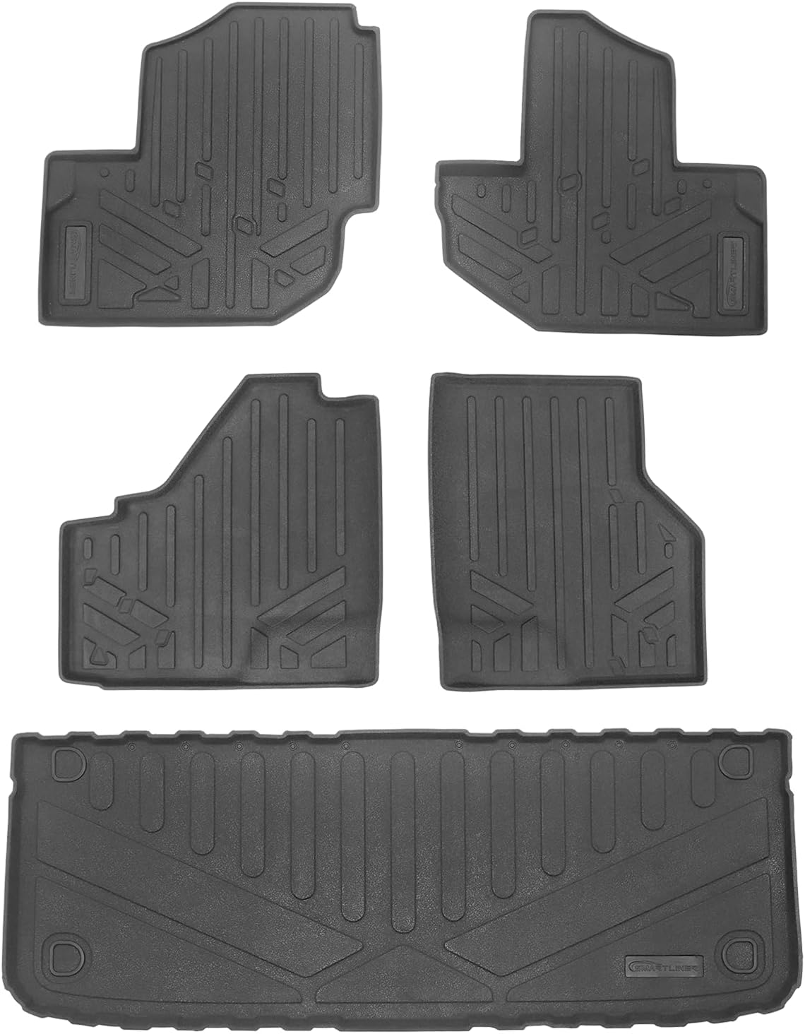 SMARTLINER All Weather Protection Custom Fit 2 Row & Cargo Bed Rugged Rubber Floor Liner Set Compatible with 2020-2025 Kawasaki TERYX