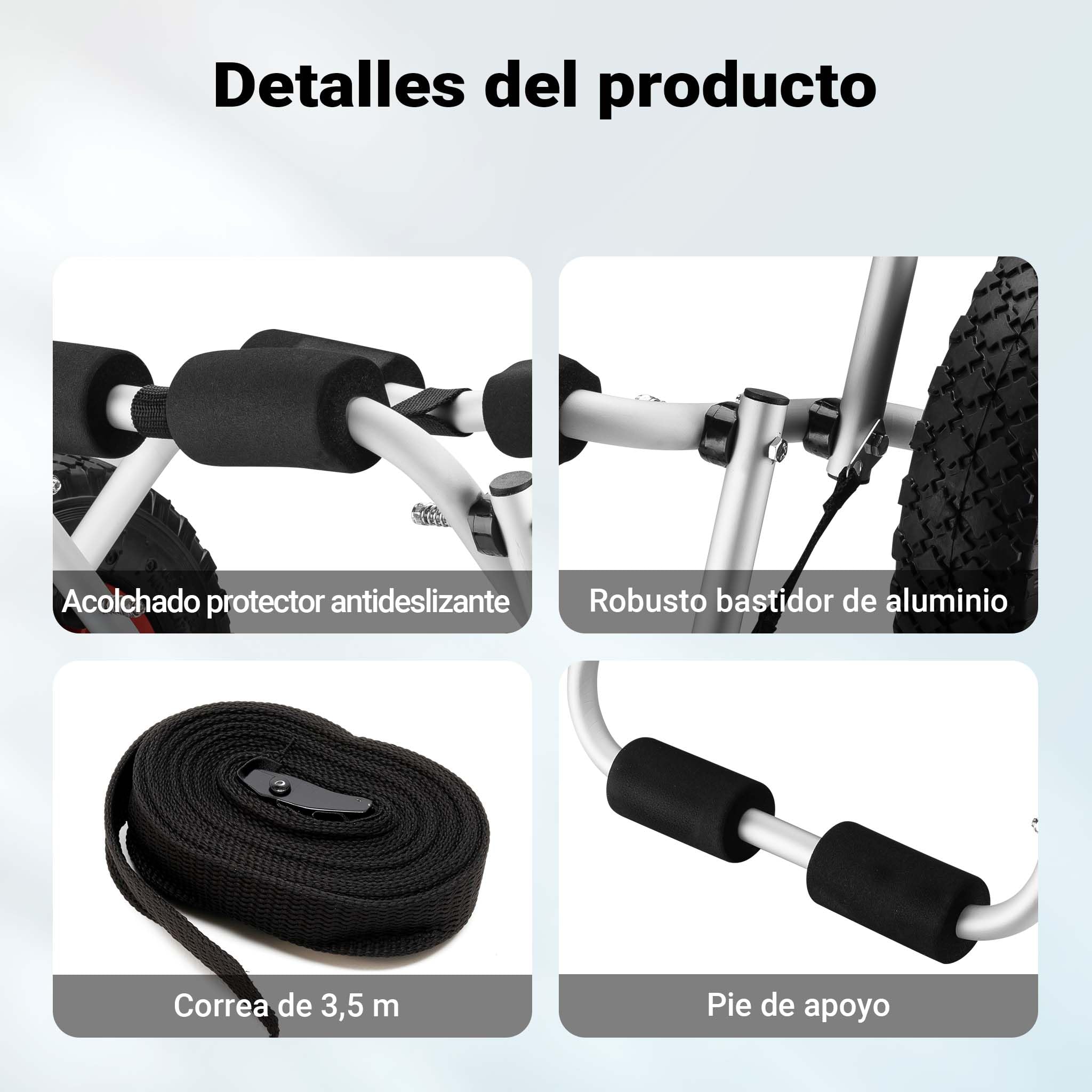 WilTec Carrito para Transporte de Kayak y Canoa, Aluminio