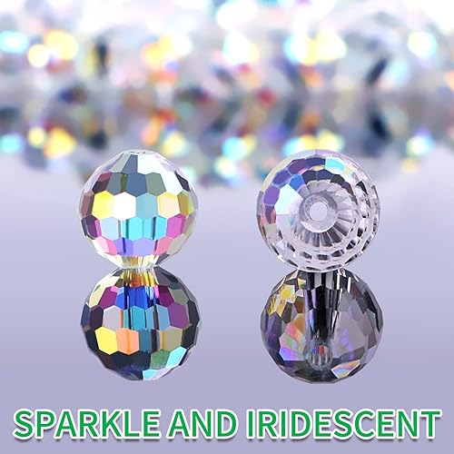 Miniatura 3 de Cuentas de cristal para hacer joyas, 80 cuentas de cristal, cuentas de vidrio de 0.394 pulgadas, cuentas redondas facetadas a granel para