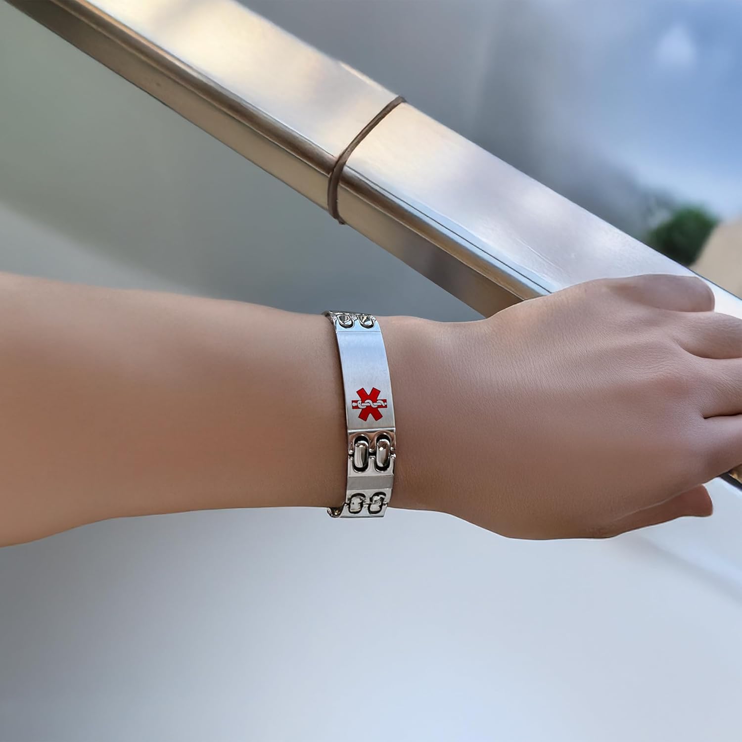 LinnaLove Medical id Bracelets for Men Customizable Engraving Titanium Medical Alert Bracelets