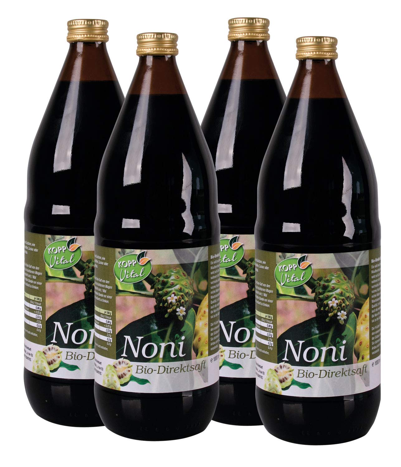 KOPP Vital® Bio-Nonisaft - Karton mit 4 x 1l | Bio-zertifiziert, biologisch kontrollierter Anbau, Direktsaft