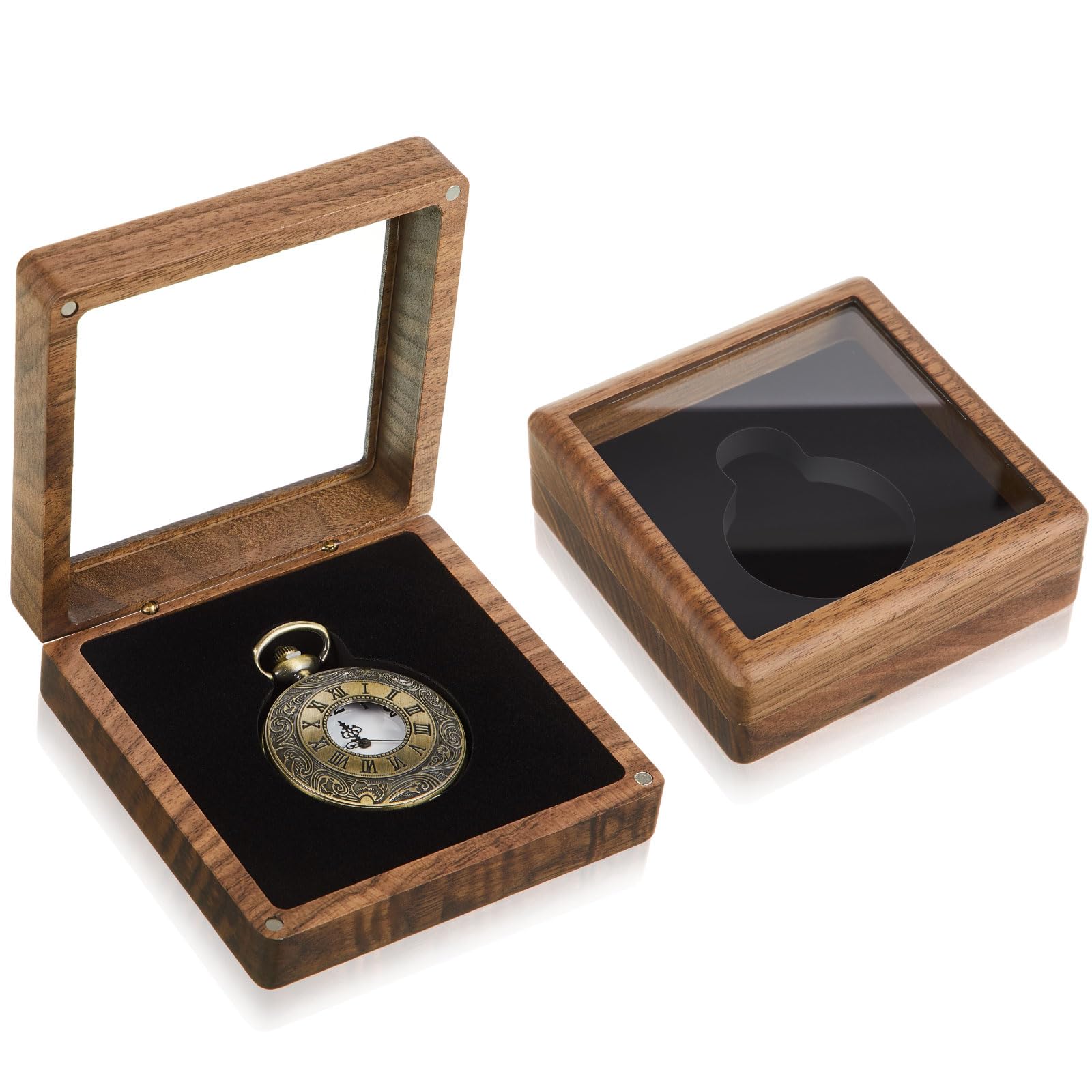 Amazon.com: SiliFine 2 Pcs Walnut Wooden Pocket Watch Display Case