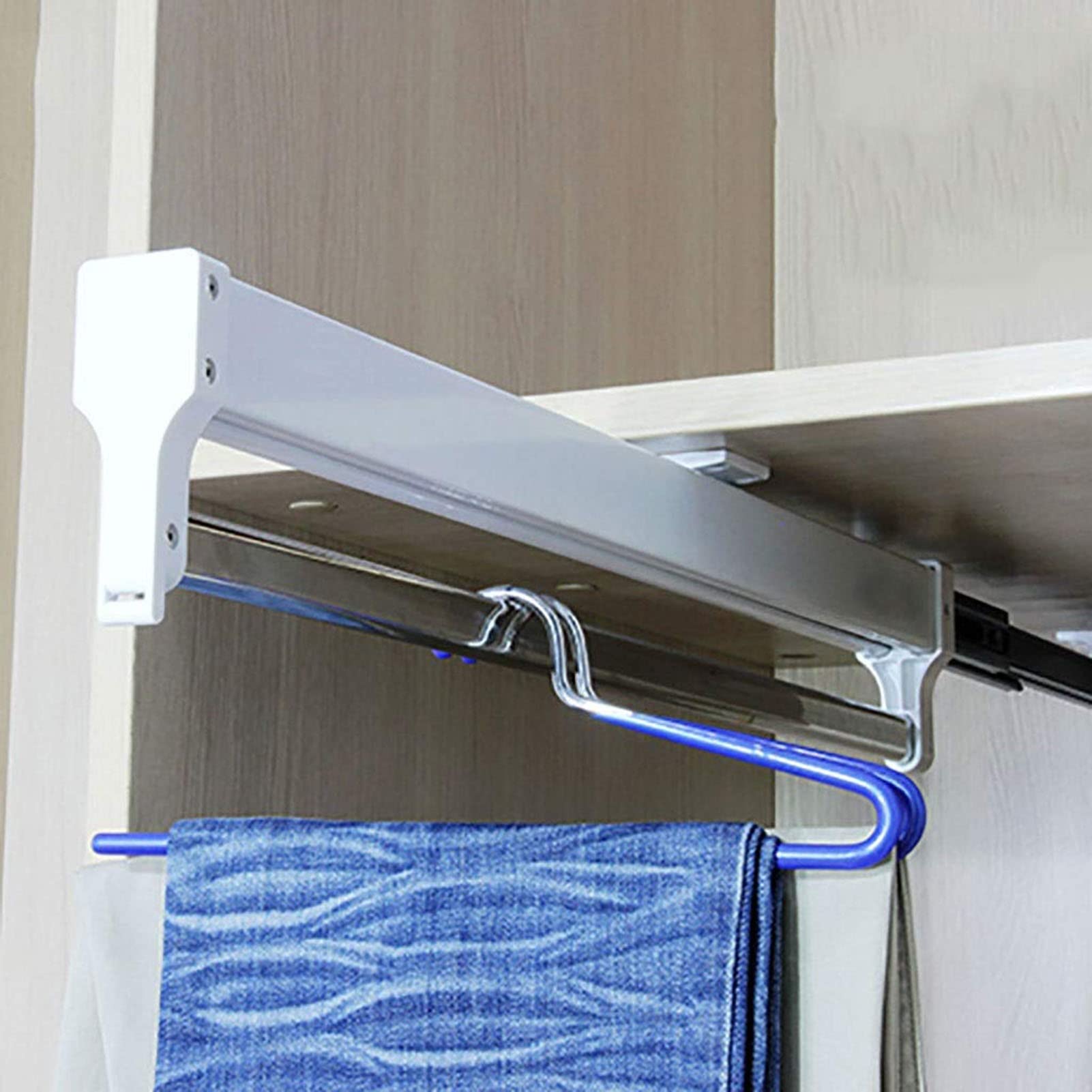 corner wardrobe， Extendable Clothes Rail，Sliding Wardrobe Closet Rod, Rail In Steel(600mm/23.6inch)