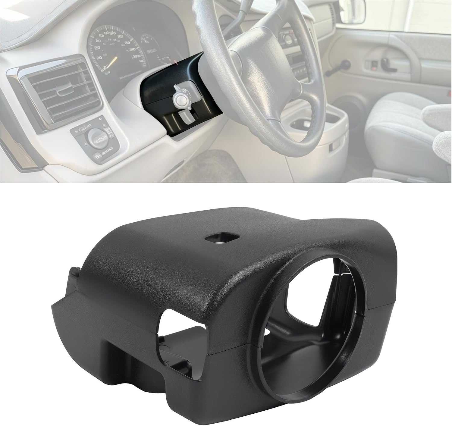 Black Steering Column Cover Compatible with 1995-2004 Chevy Chevrolet GMC C/K 1500/2500/3500 Replacement for 26036498 26036499 Textured Plastic(ABS)
